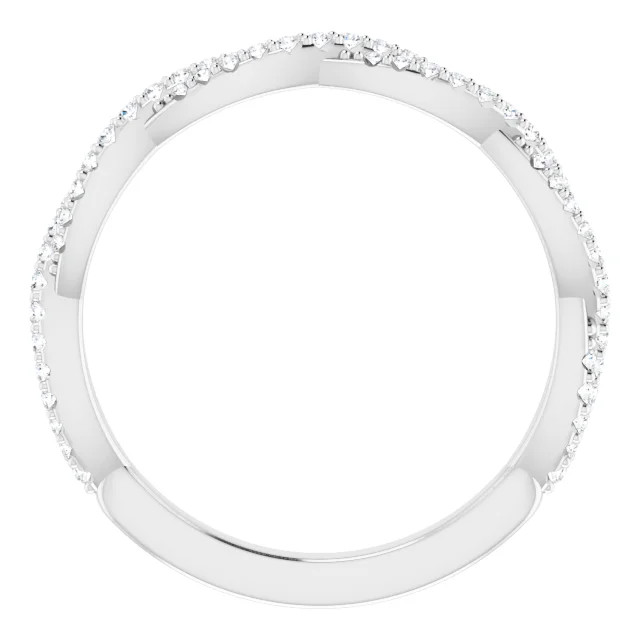 diamond criss cross wedding band with infinity-inspired design