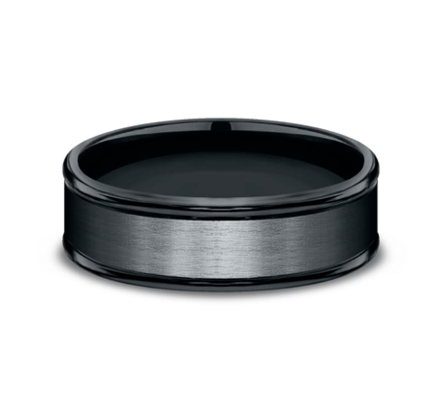 black cobalt wedding ring with satin finish