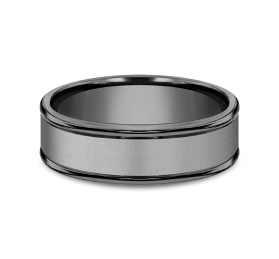 The Washington 7.00 mm Black Tantalum Satin Finish Beveled Edge Wedding Ring - Size 10