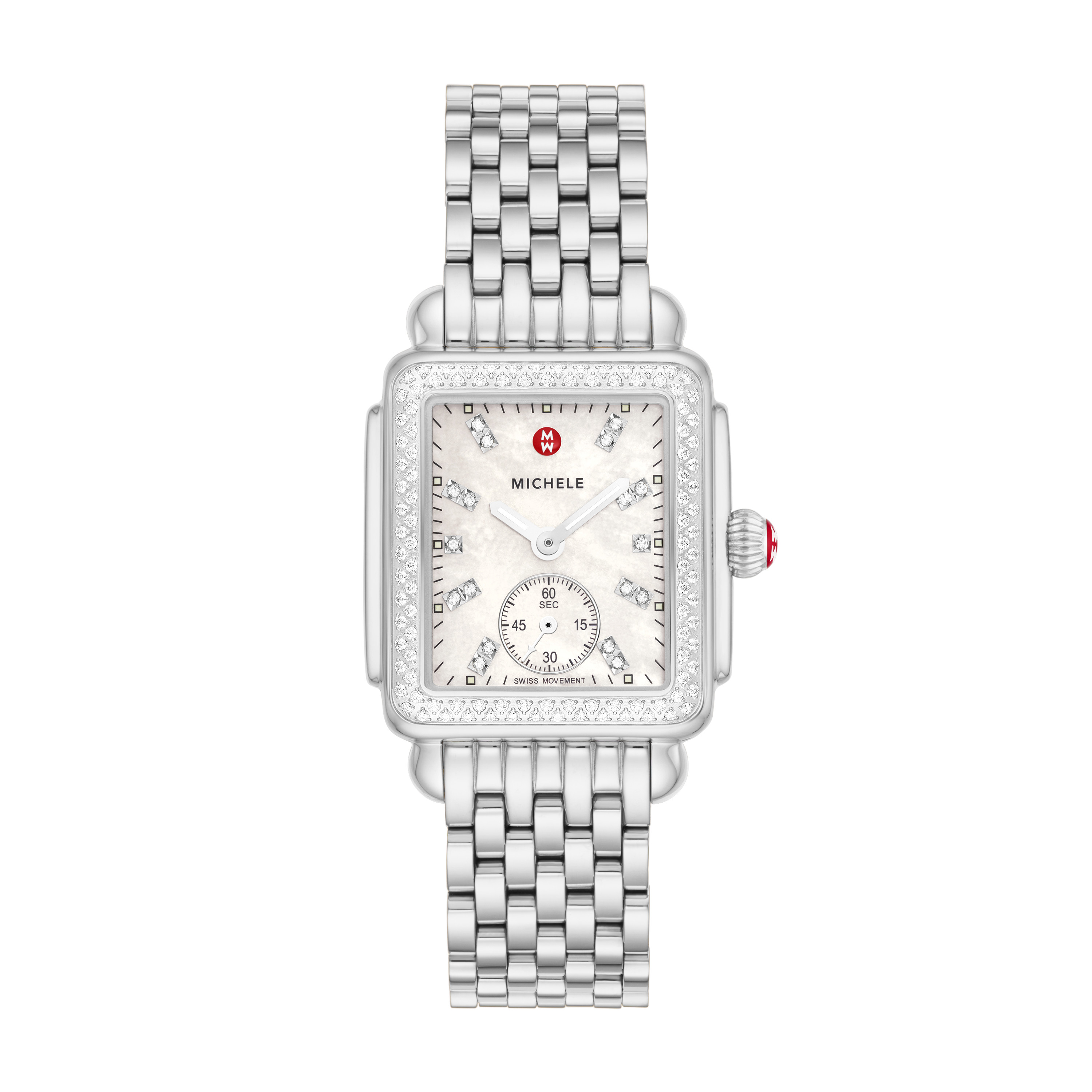 MICHELE 29MM Deco Mid Stainless Diamond Dial Watch | Gage Diamonds