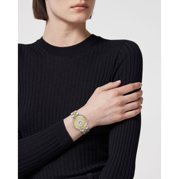 FRESCA ゴールド ペアウォッチ Versace Greca Flourish Two-Tone Women's Watch 35 MM #VE7F00423
