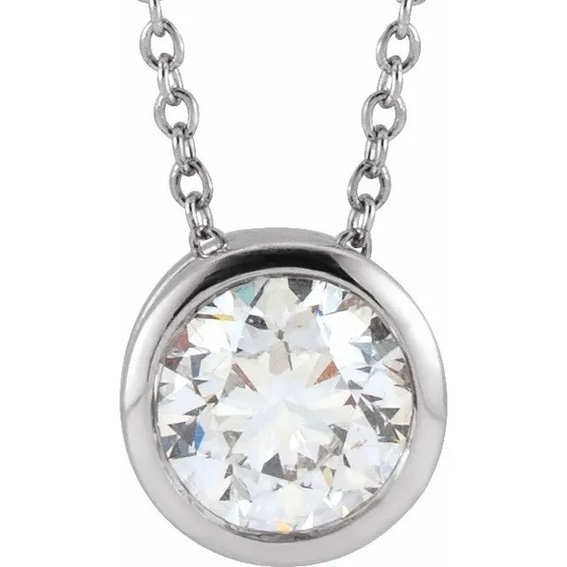 14K Gold 1/2 CT Lab-Grown Diamond Solitaire 16-18" Necklace