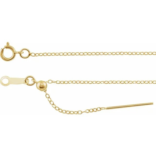 14K Adjustable Threader Cable 16-22" Chain