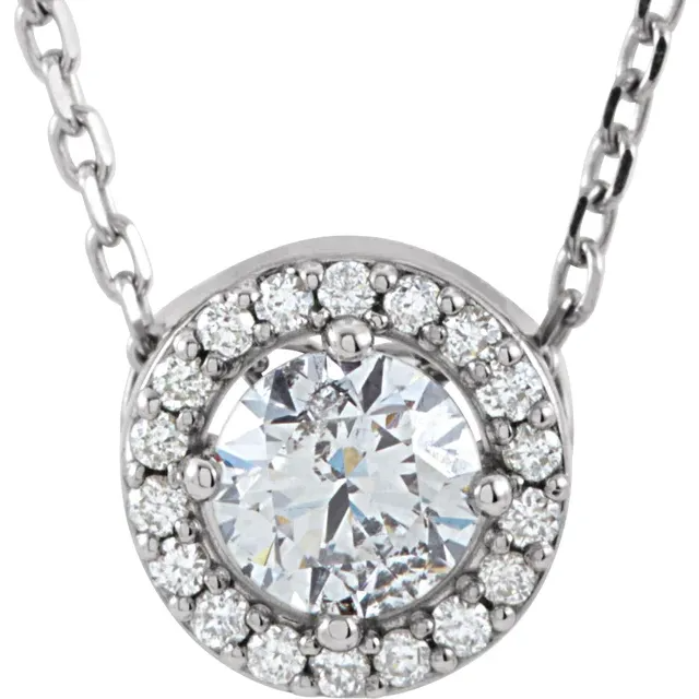 Lab Grown Diamond Halo Necklace