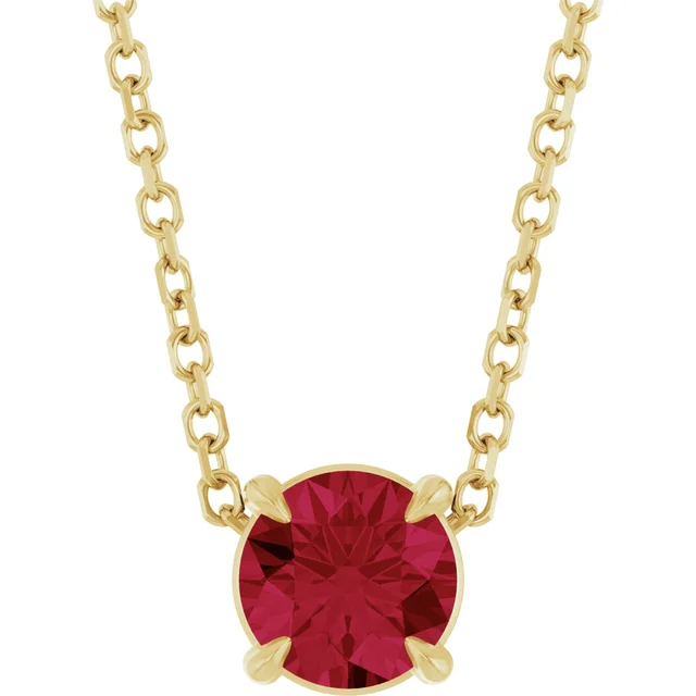 Round Solitaire Gemstone Necklace
