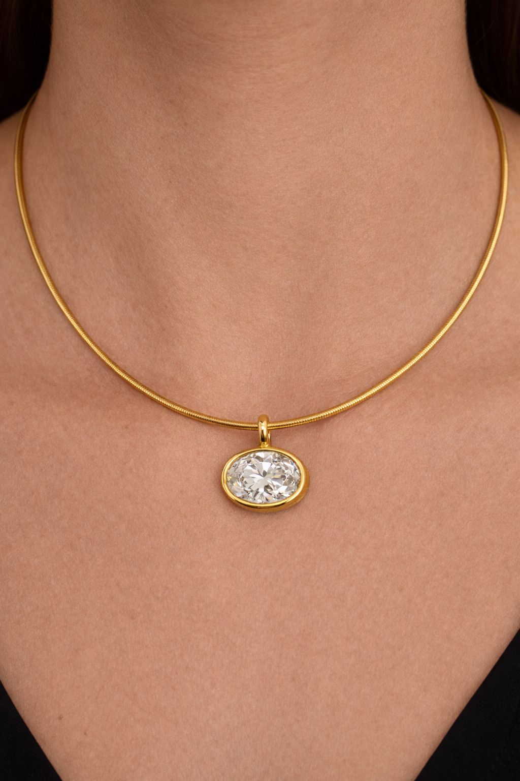 14K Gold Mason Bezel Set Pendant Necklace (3 TCW)