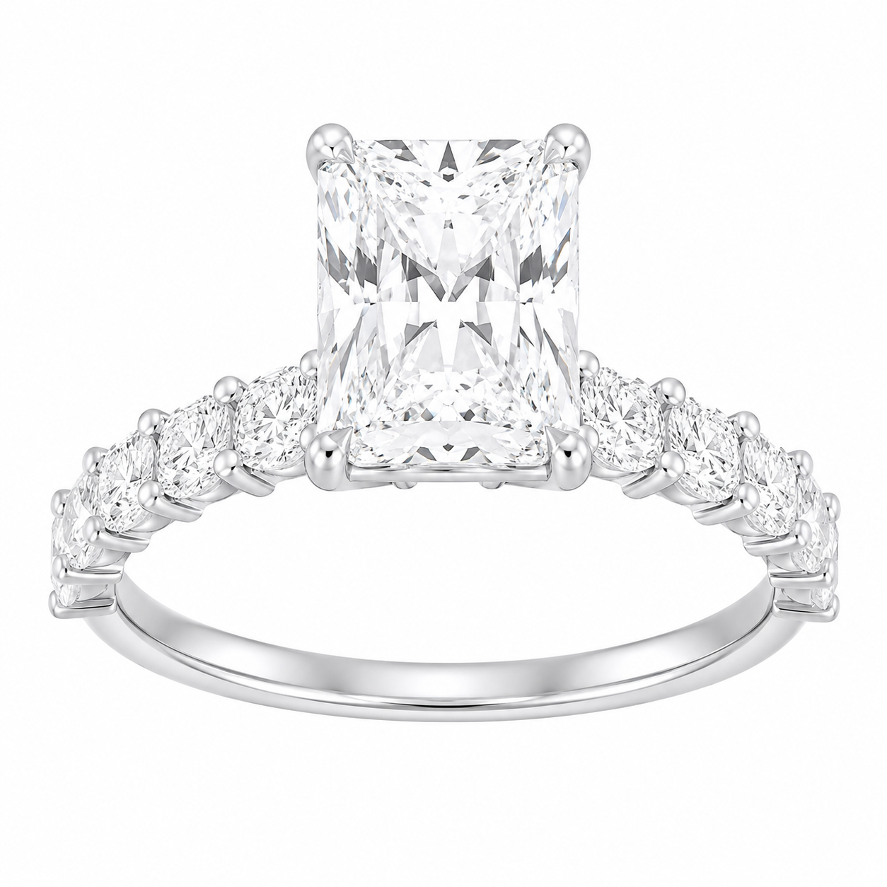 4.00ct Radiant Lab Grown Diamond Accented Preset Engagement Ring