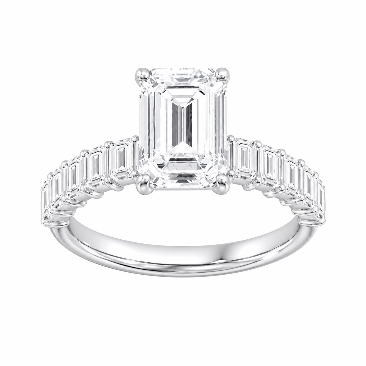 3.00ct Emerald Lab Grown Diamond Accented Preset Engagement Ring
