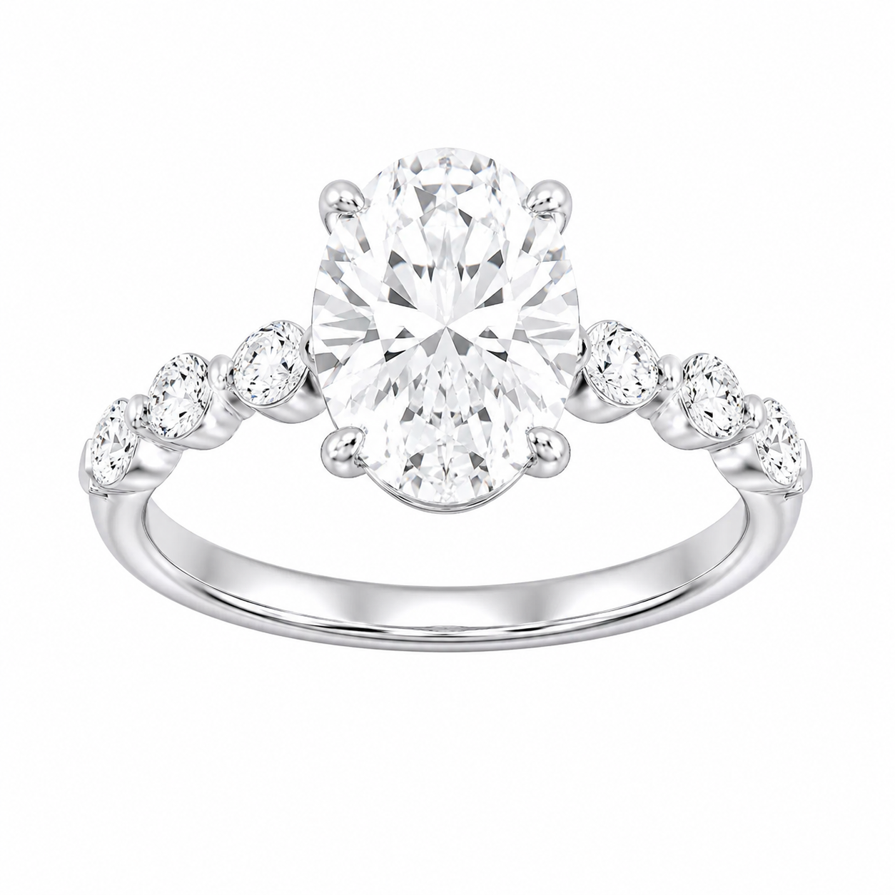 3.00ct Oval Lab Grown Diamond Accented Preset Engagement Ring