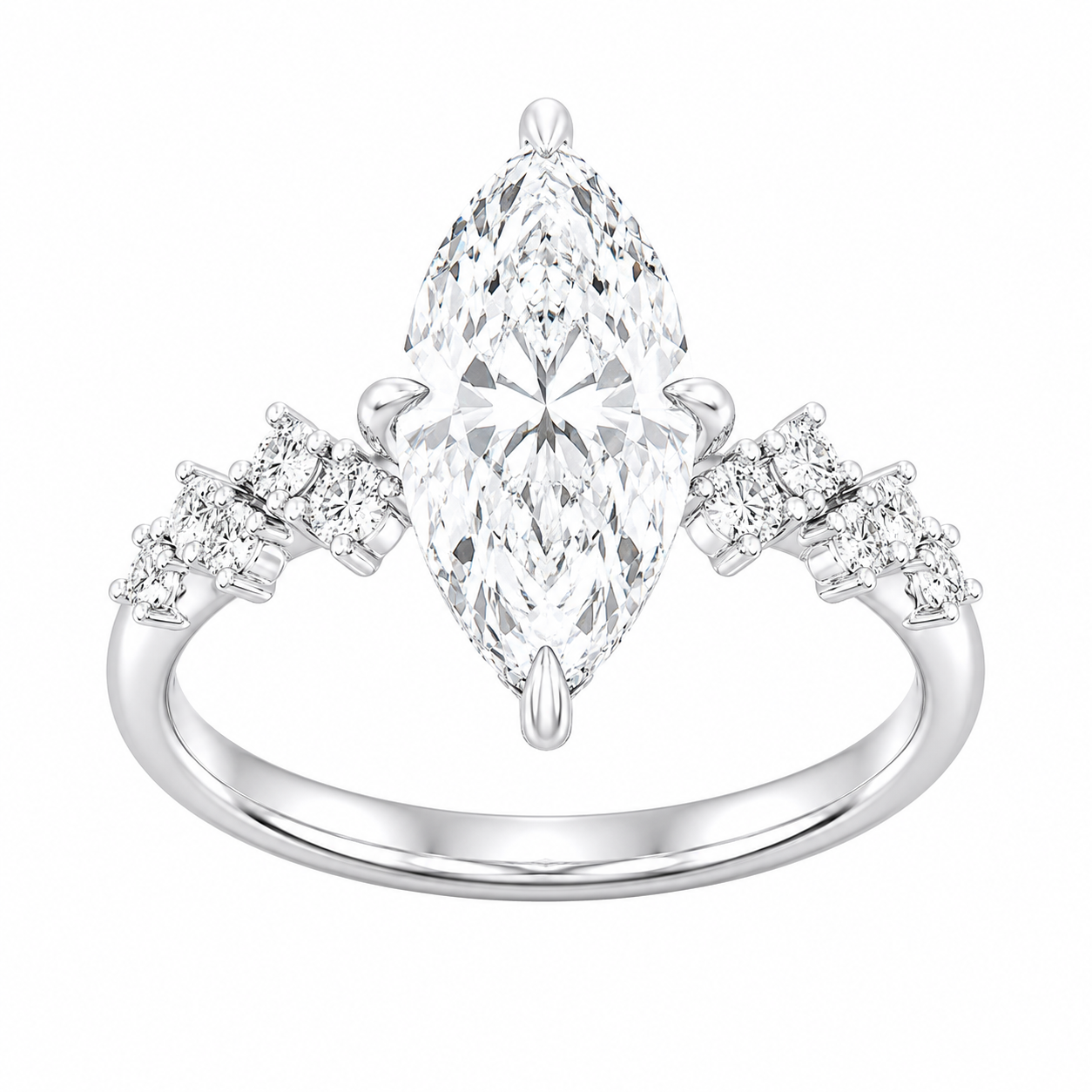 3.00ct Marquise Lab Grown Diamond Accented Preset Engagement Ring