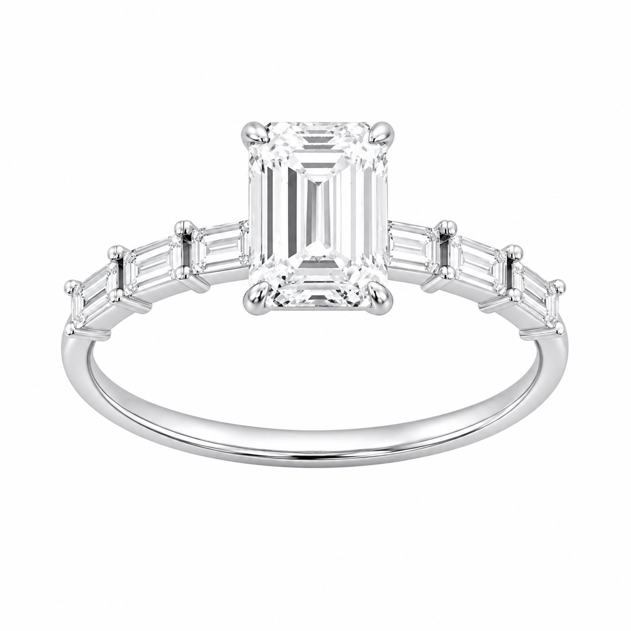 2.00ct Emerald Lab Grown Diamond Accented Preset Engagement Ring