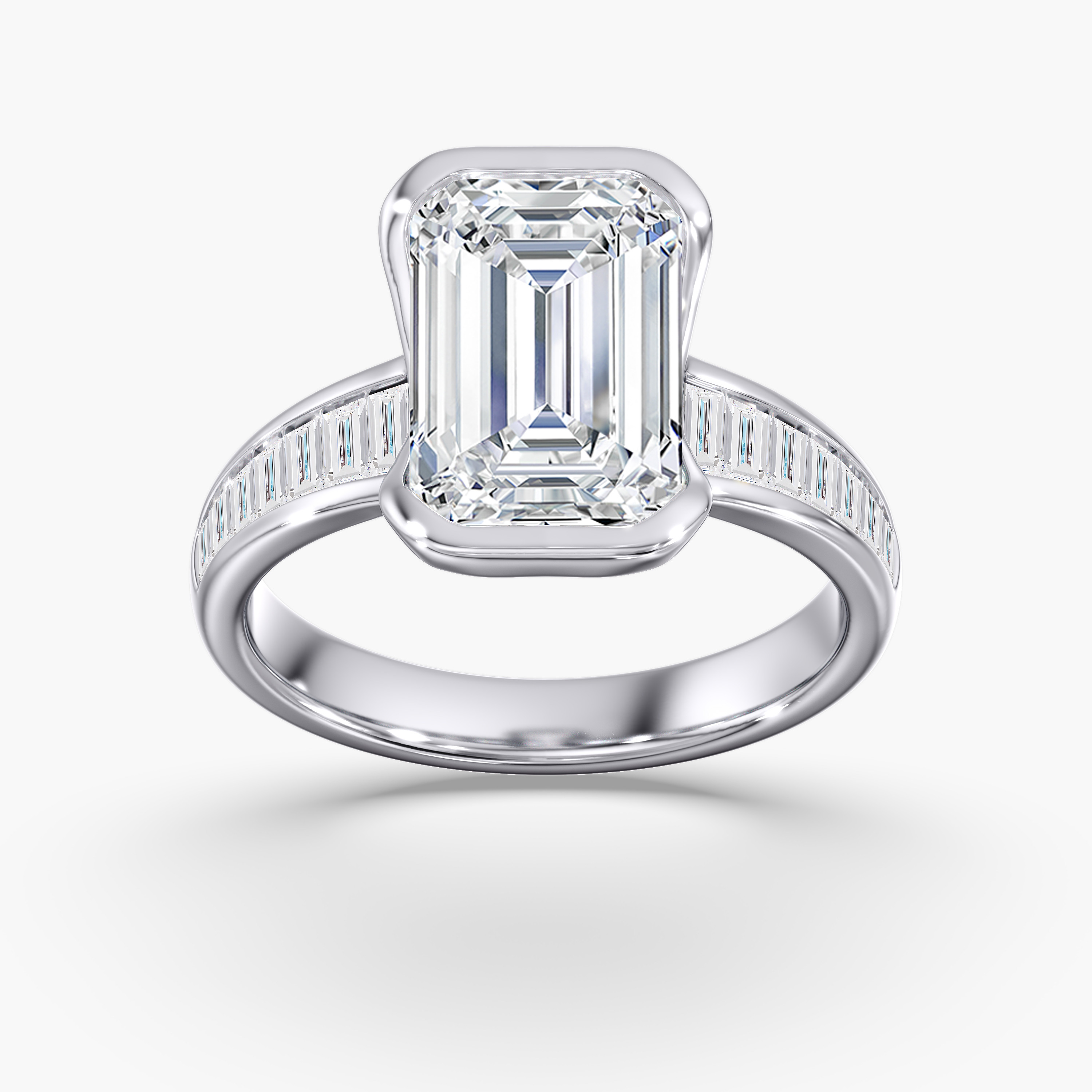 5.00ct Emerald Lab Grown Diamond Half Bezel Set Accented Preset Engagement Ring