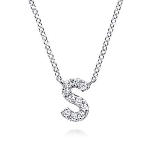 14K Gold Diamond S Initial Pendant Necklace (1/15 TCW) - Dinah