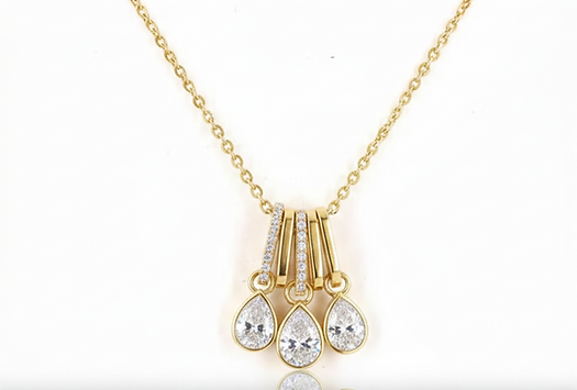 Triple Pear Bezel Charm Necklace