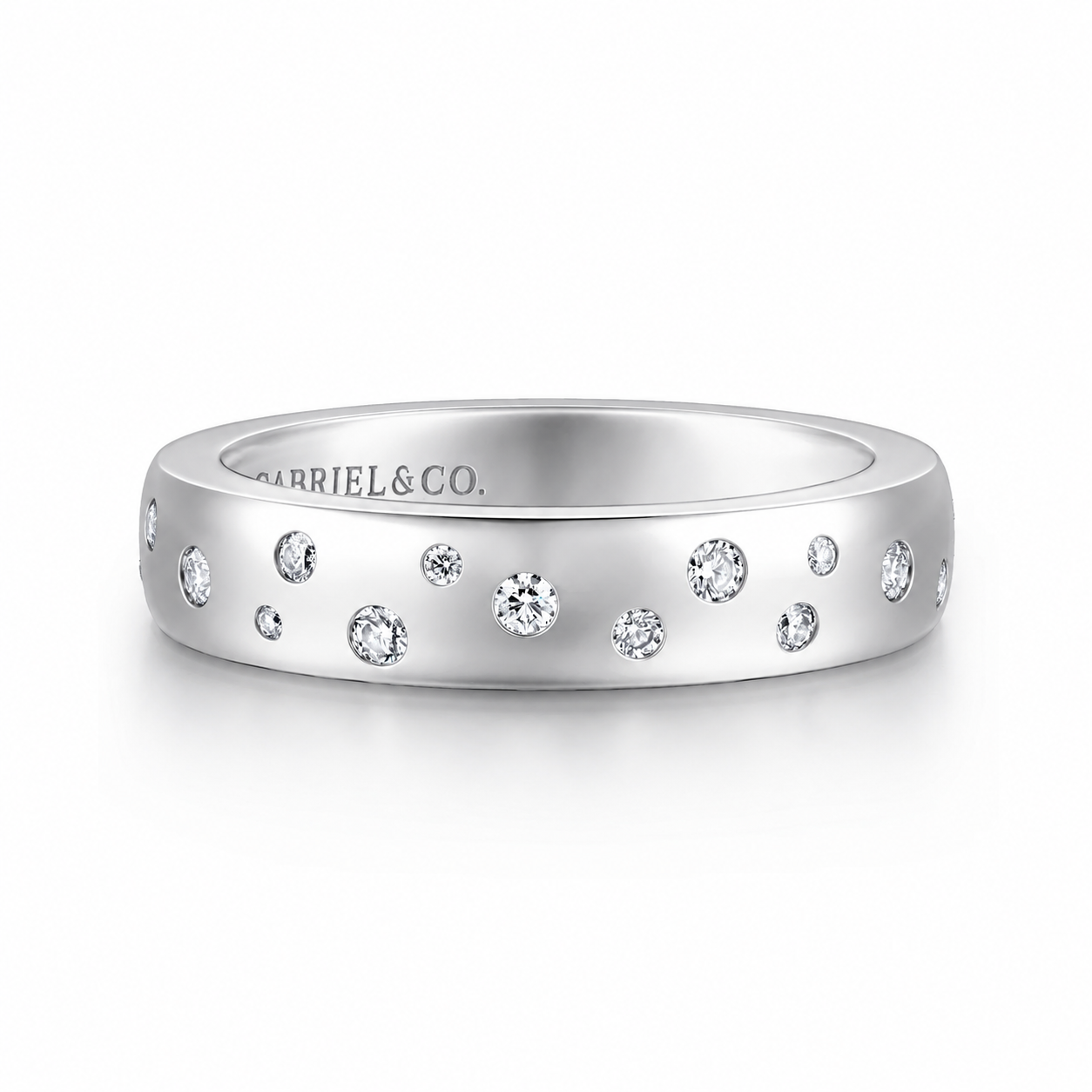Ophelia 4.20 mm Burnish Set Cluster Diamond Cigar Band