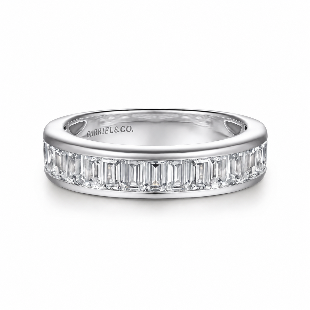 Rosette Channel Baguette Diamond Anniversary Band