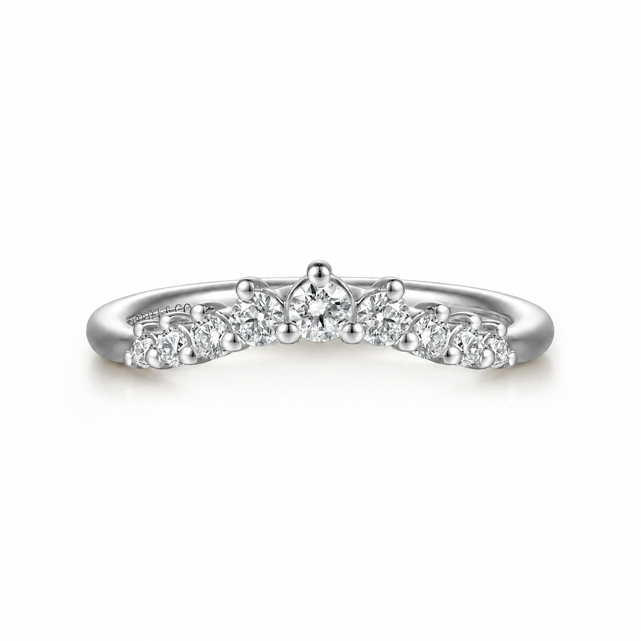 Selene Curved Graduated Diamond Matching Wedding Band