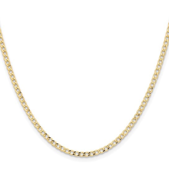 14K Yellow Gold | 2.85mm | 20 inch | Semi-Solid Curb with Lobster Clasp Chain