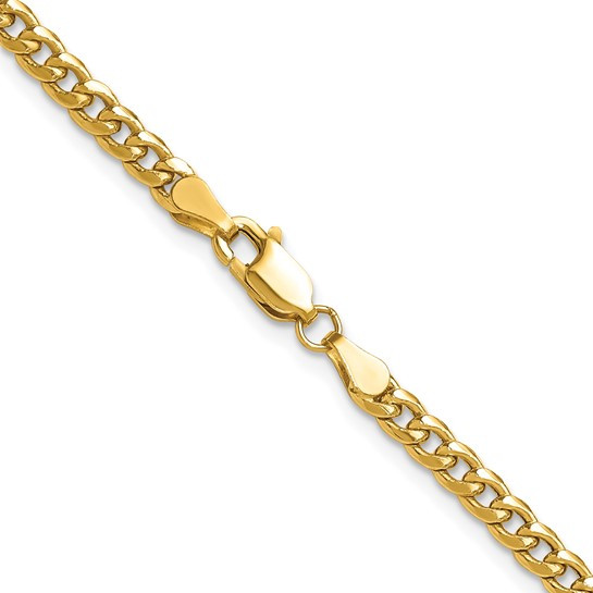 14k Yellow Gold 20 inch 3.5mm Semi-Solid Miami Cuban Chain
