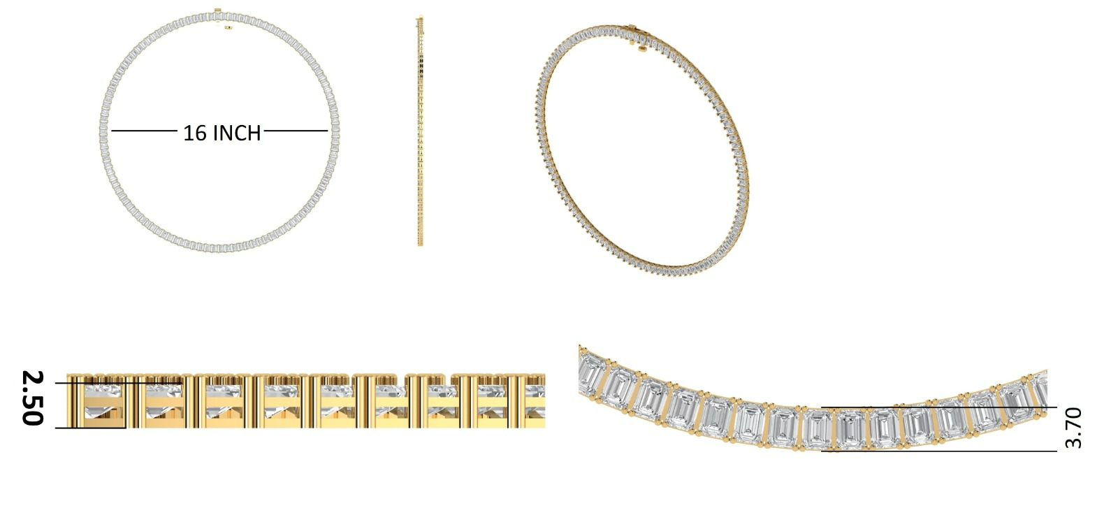 Custom Double Claw Tennis Necklace 14K Yellow Gold 30 TCW