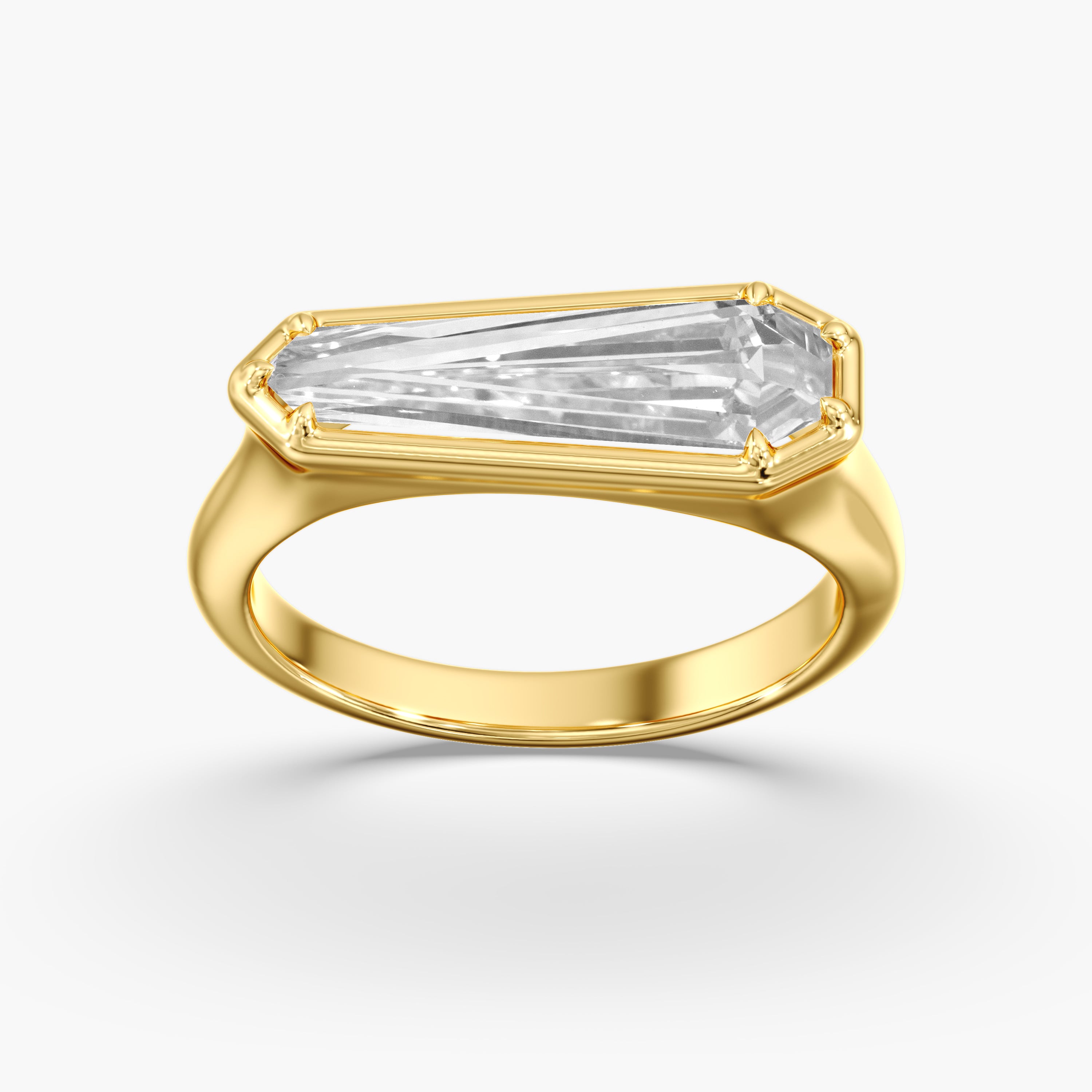 Long Shield Unique Cut Pinky Ring
