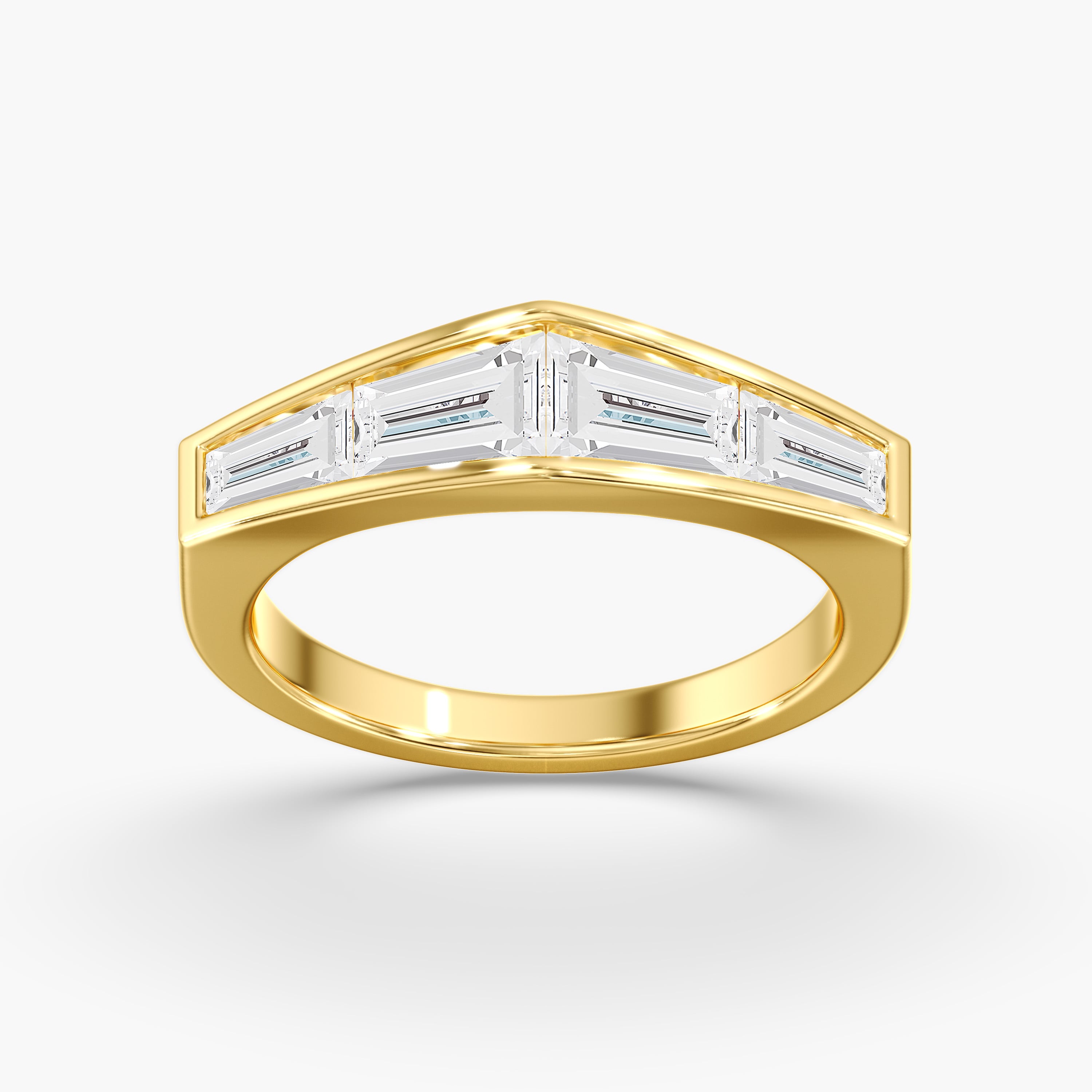 Wide Baguette Pinky Ring in 14K yellow gold