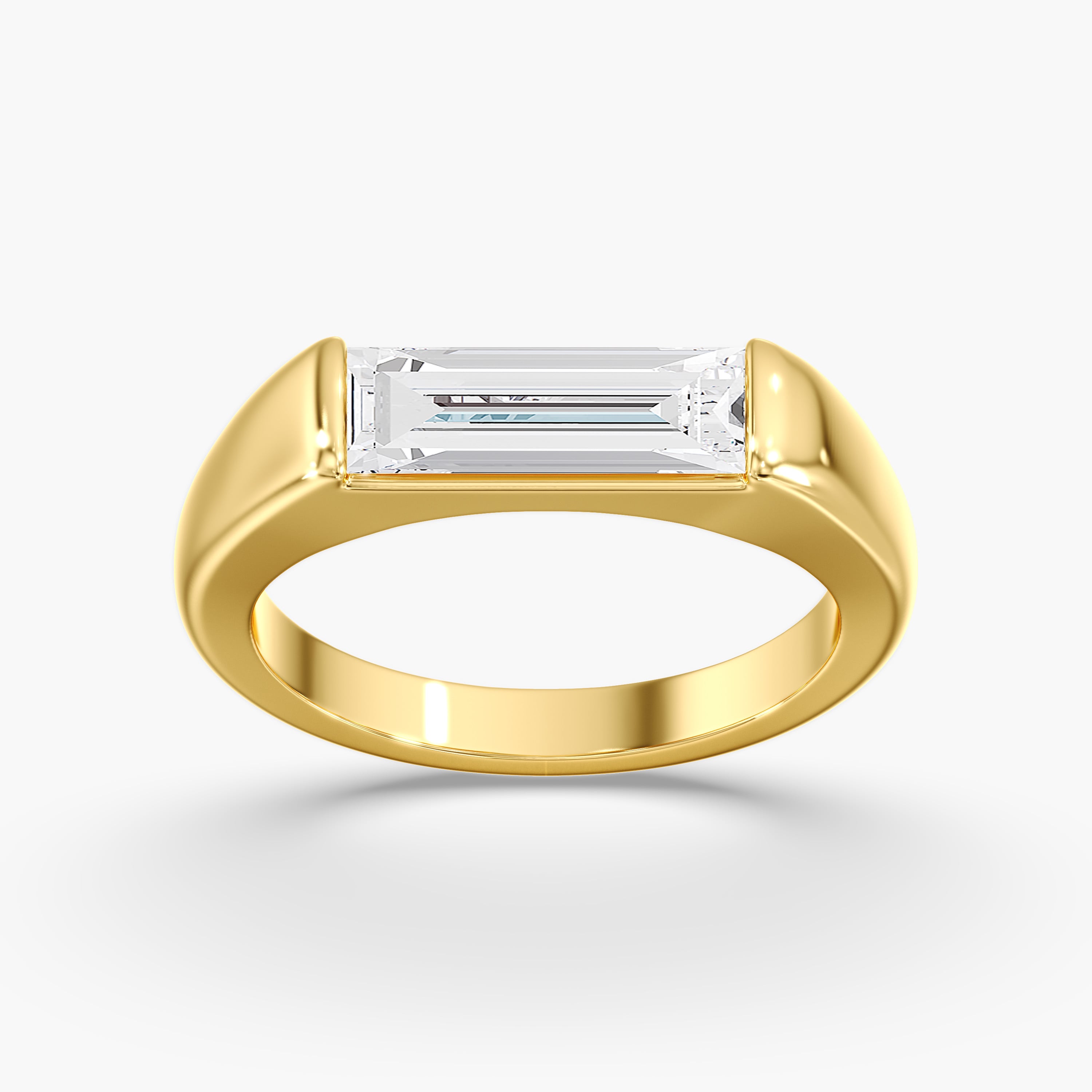 Baguette Half Bezel Pinky Ring