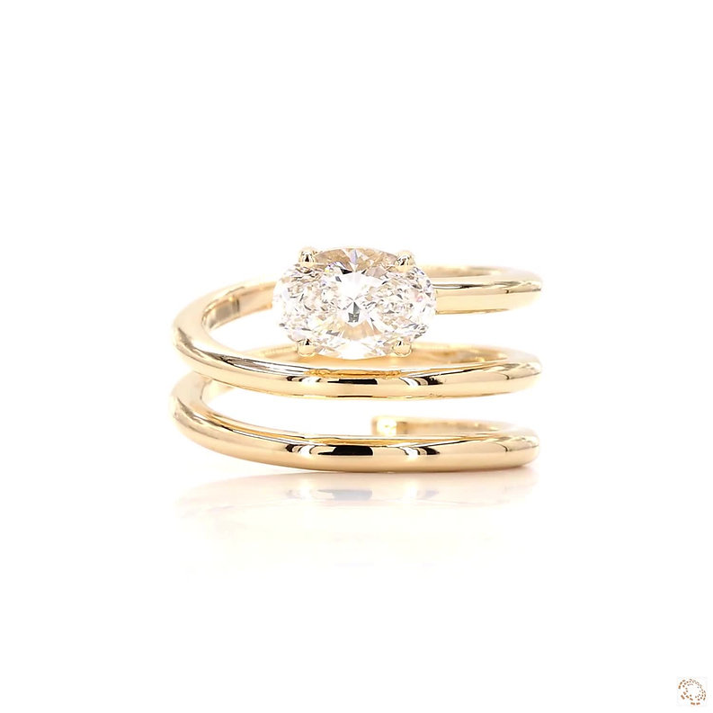 14K Gold Loopy Oval Lab Grown Diamond Ring