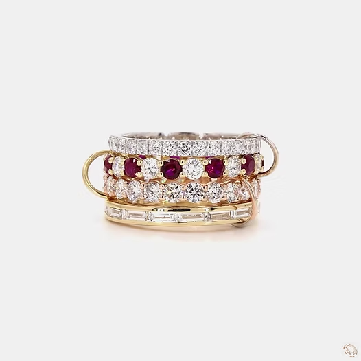 14K Gold Ruby Linked Stack Ring