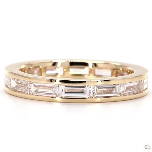 Channel Set Eternity Band with East-West Emerald Cut Lab Diamonds (2 CT)