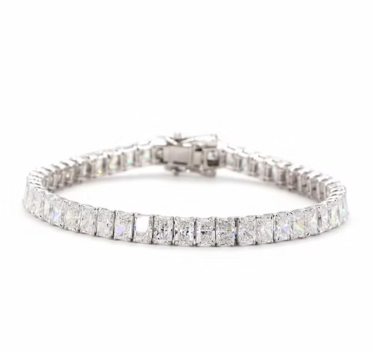 14K Gold Radiant Lab Grown Tennis Bracelet (14 TCW)