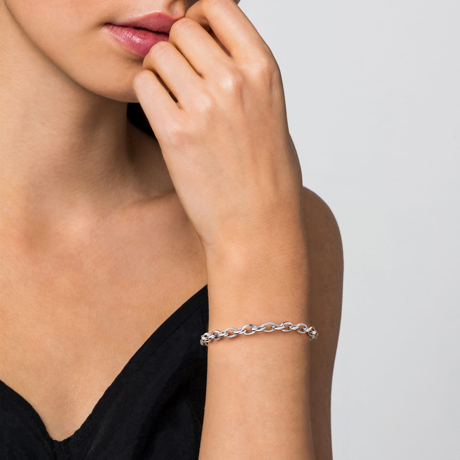 925 Sterling Silver Bujukan Beaded Link Chain Bracelet