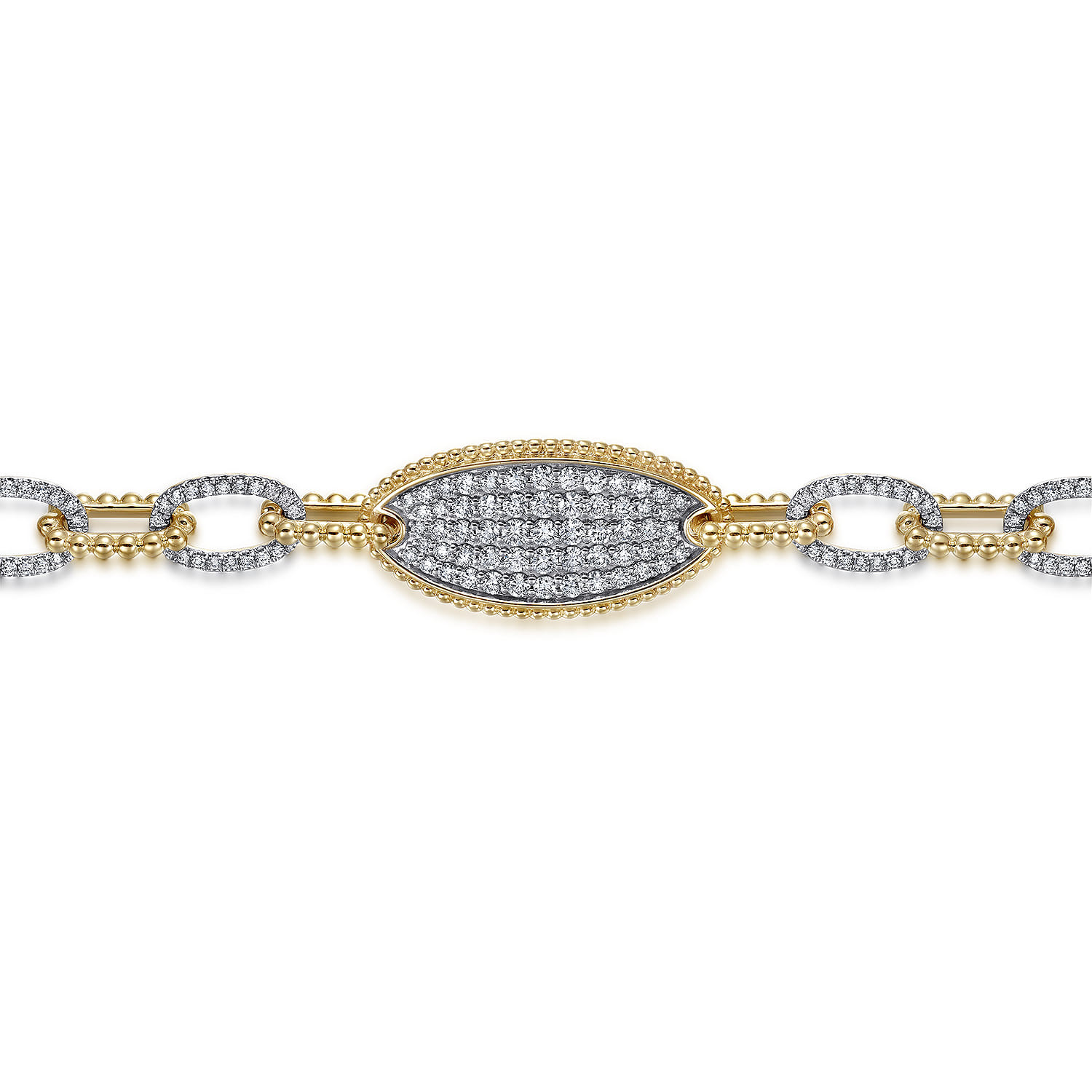 14K Yellow Gold Bujukan and Diamond Link Chain Bracelet