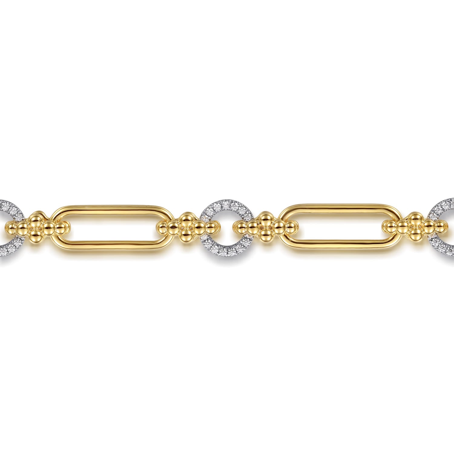 14K Yellow Gold Bujukan and Diamond Link Chain Tennis Bracelet