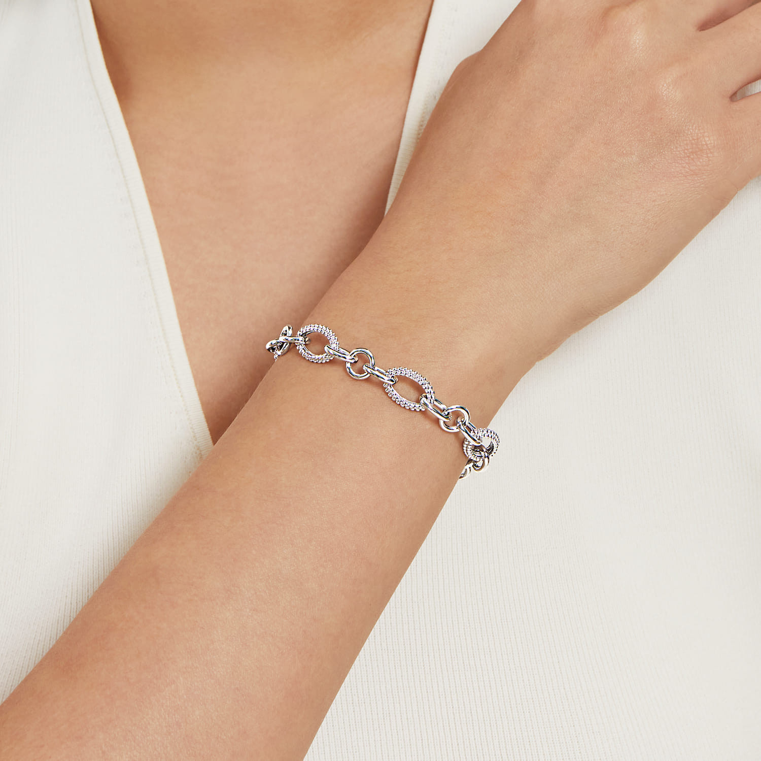 925 Sterling Silver Link Chain Bracelet-Bujukan