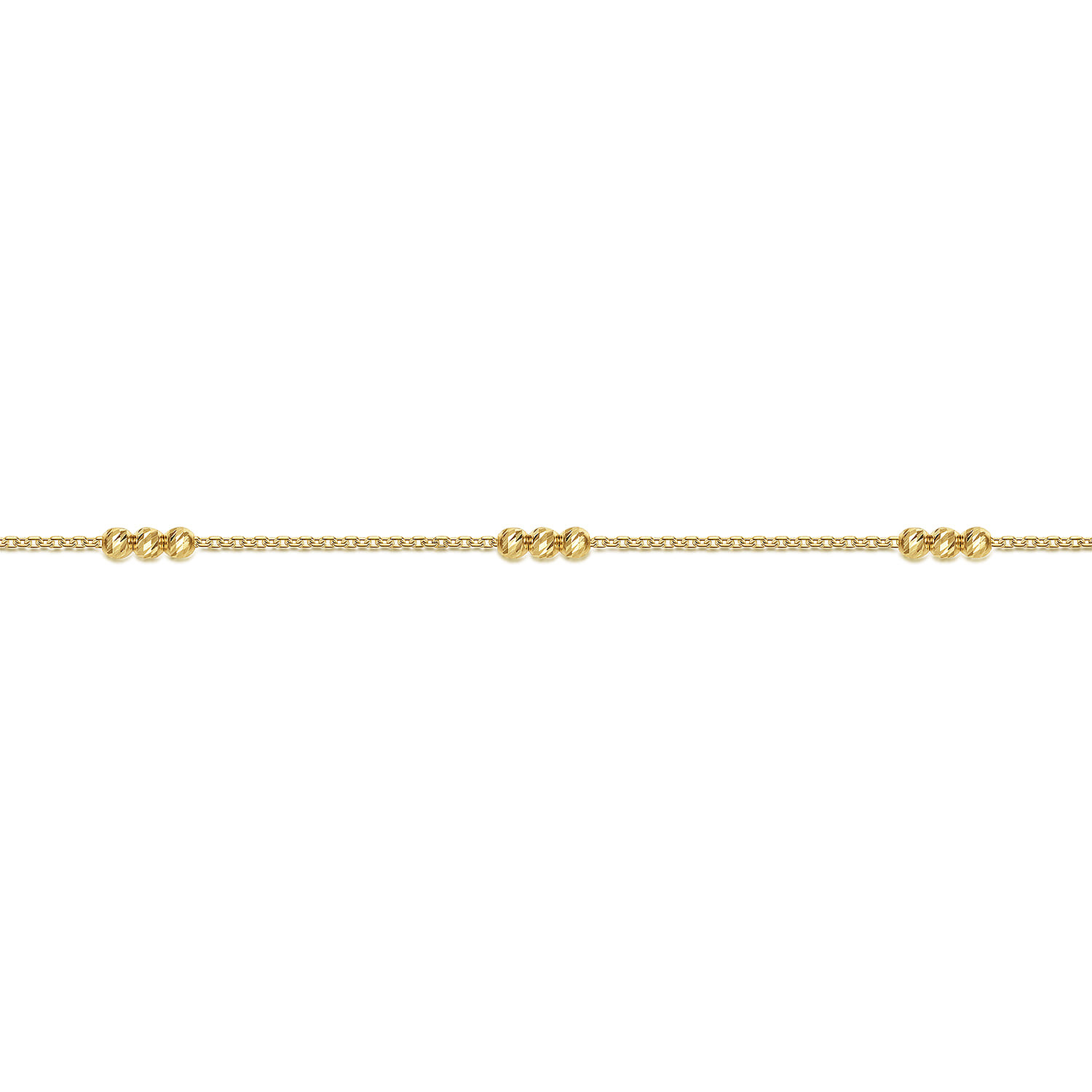 14K Yellow Gold Delicate Chain Bracelet with Bujukan Bead Stations