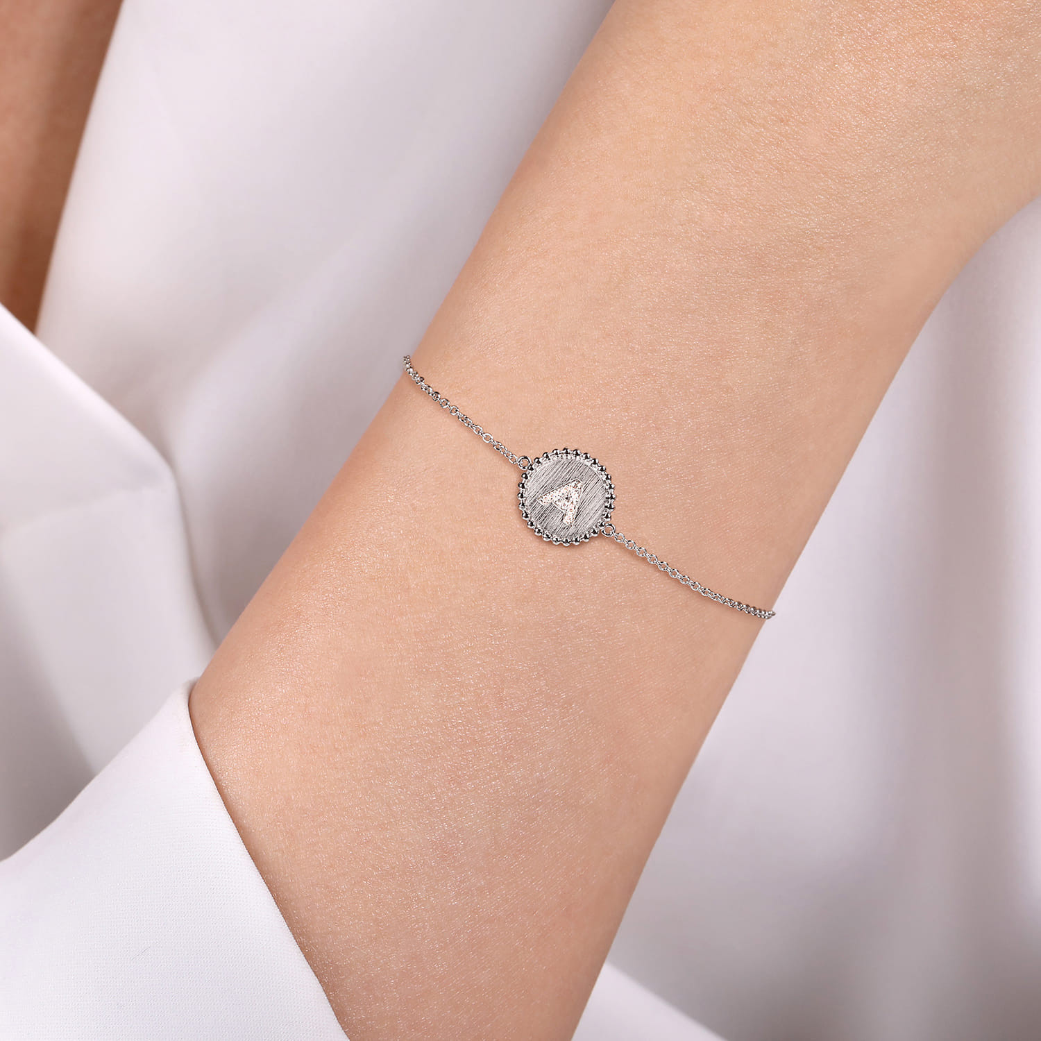 925 Sterling Silver Diamond Bujukan Initial Bracelet