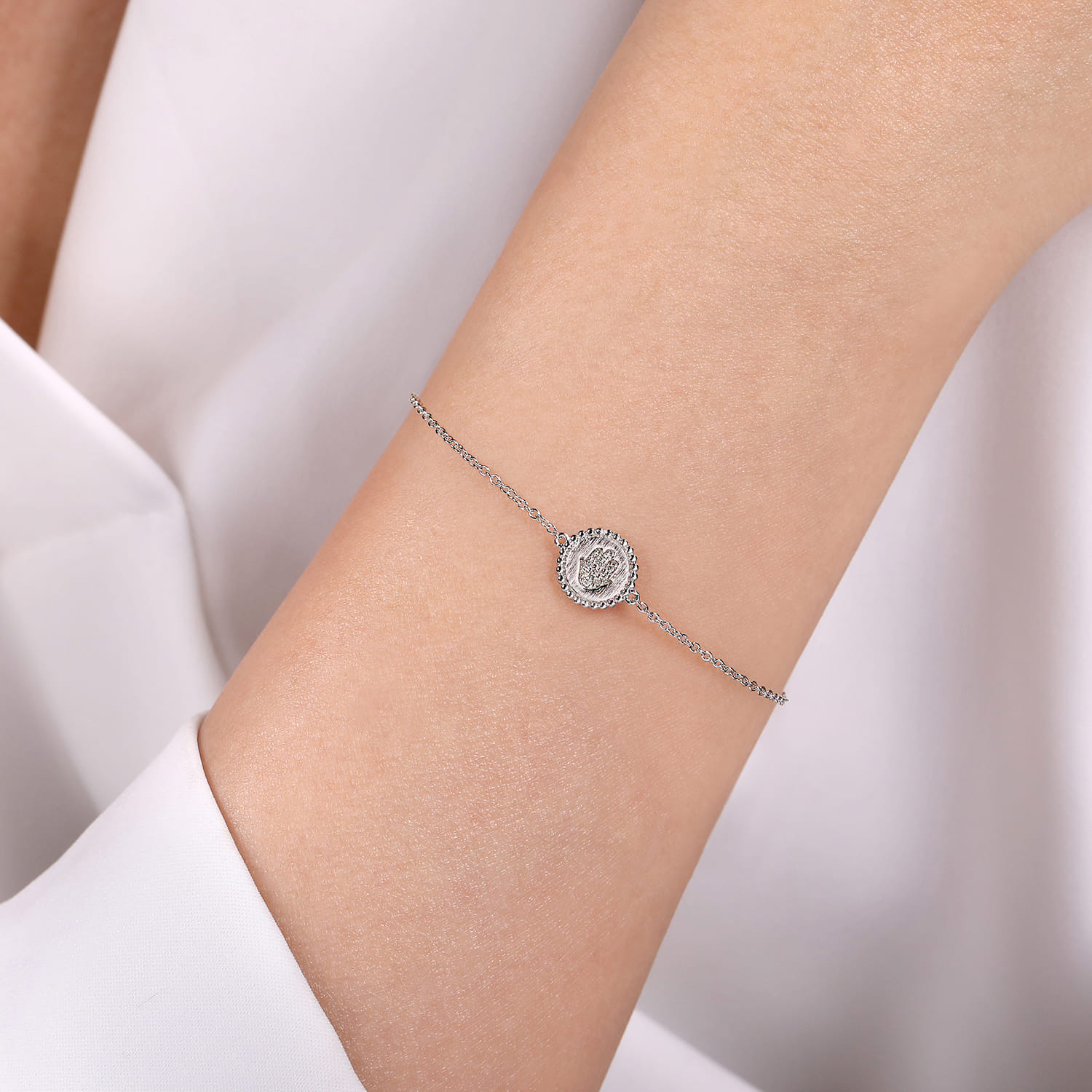 Sterling Silver Diamond Bujukan Hand Of God Bracelet