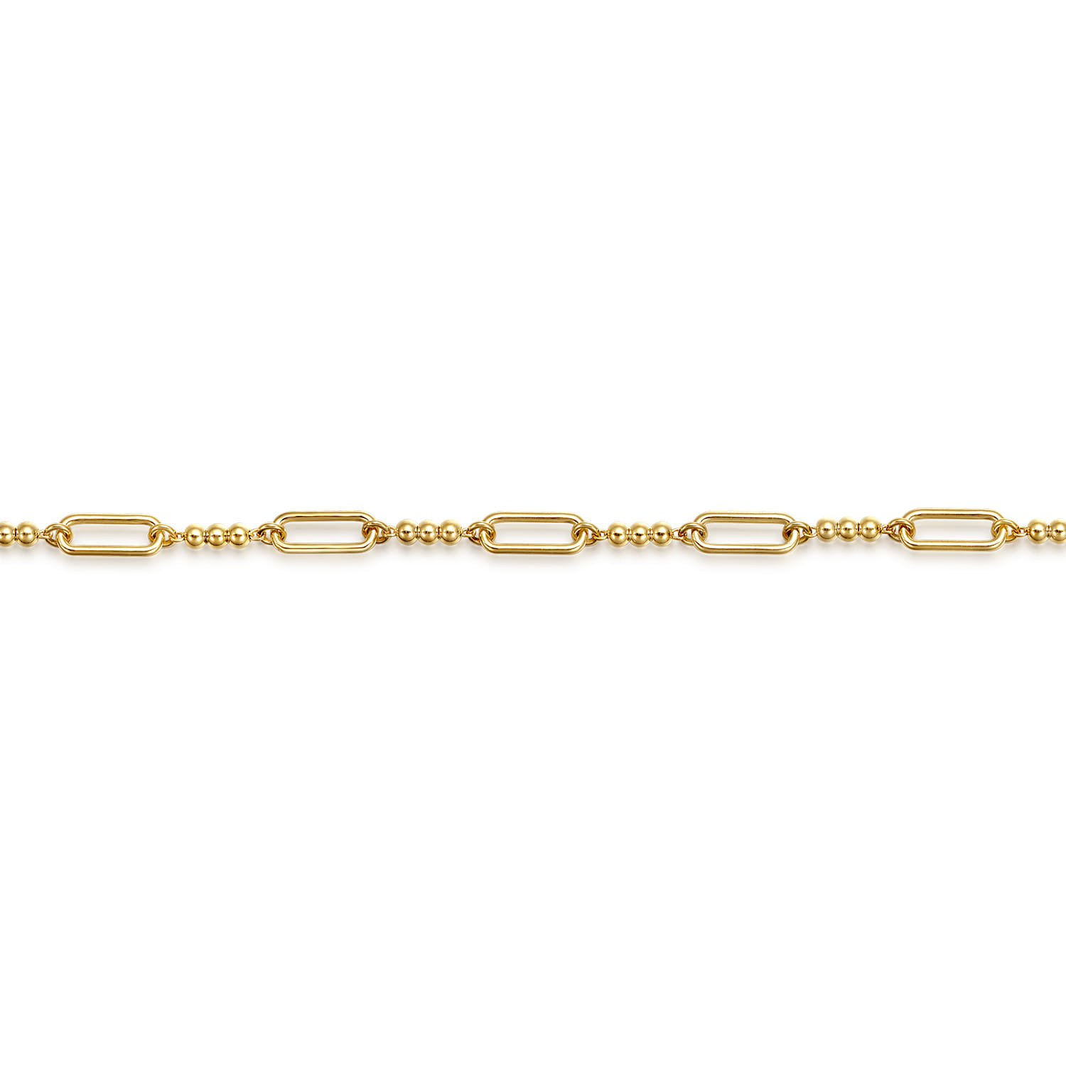 14K Yellow Gold Beaded Link Chain Bracelet-Bujukan