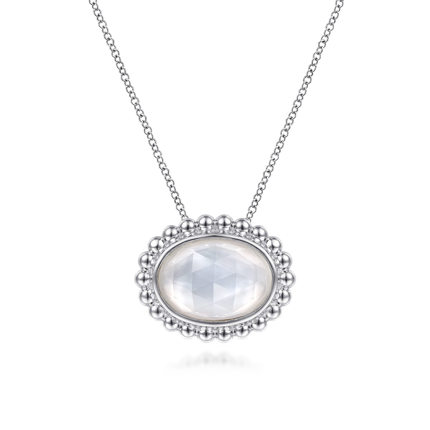 925 Sterling Silver Rock Crystal and Pendant Necklace