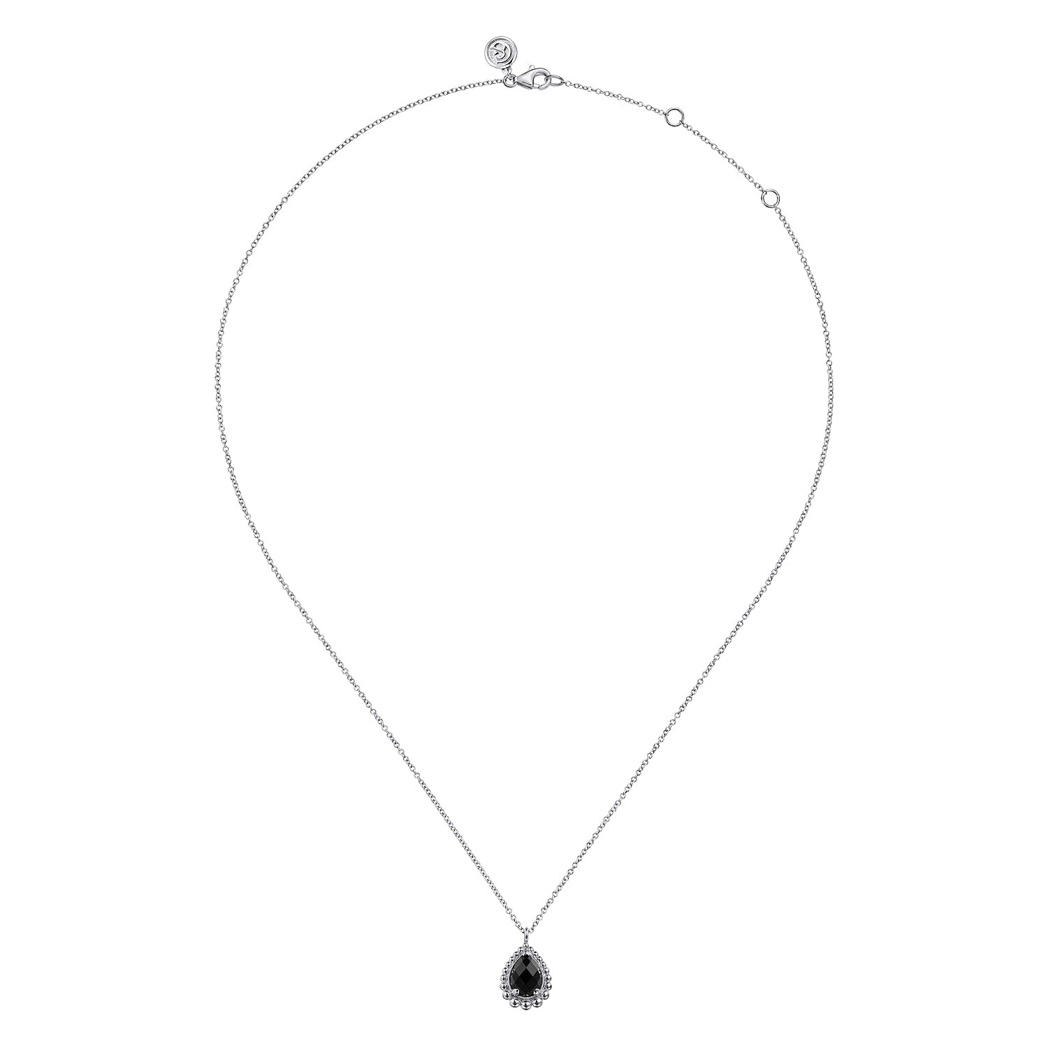 925 Sterling Silver Onyx Bujukan Teardrop Necklace With Pattern