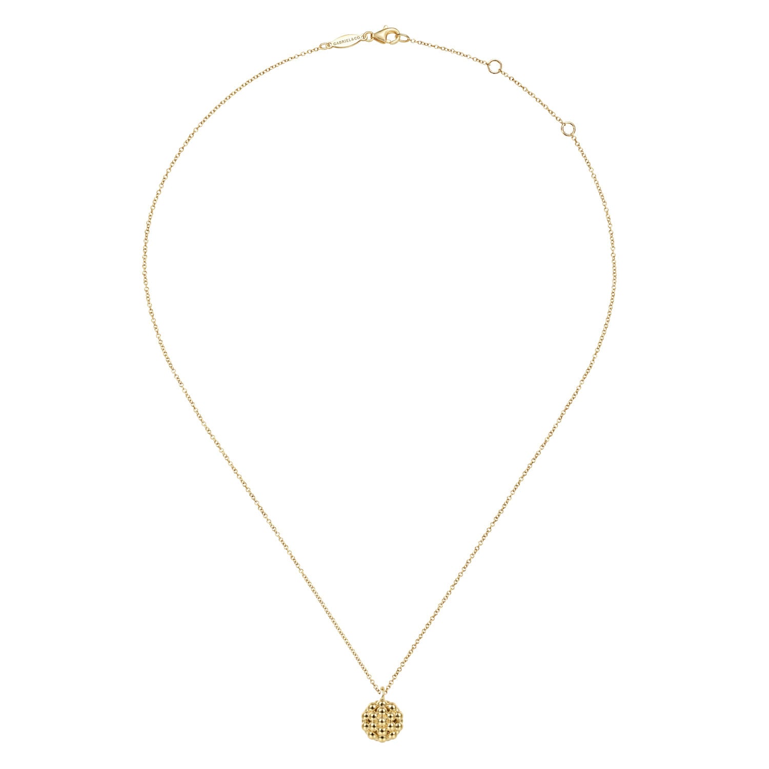 14K Yellow Gold Round Bujukan Bead Pendant Necklace