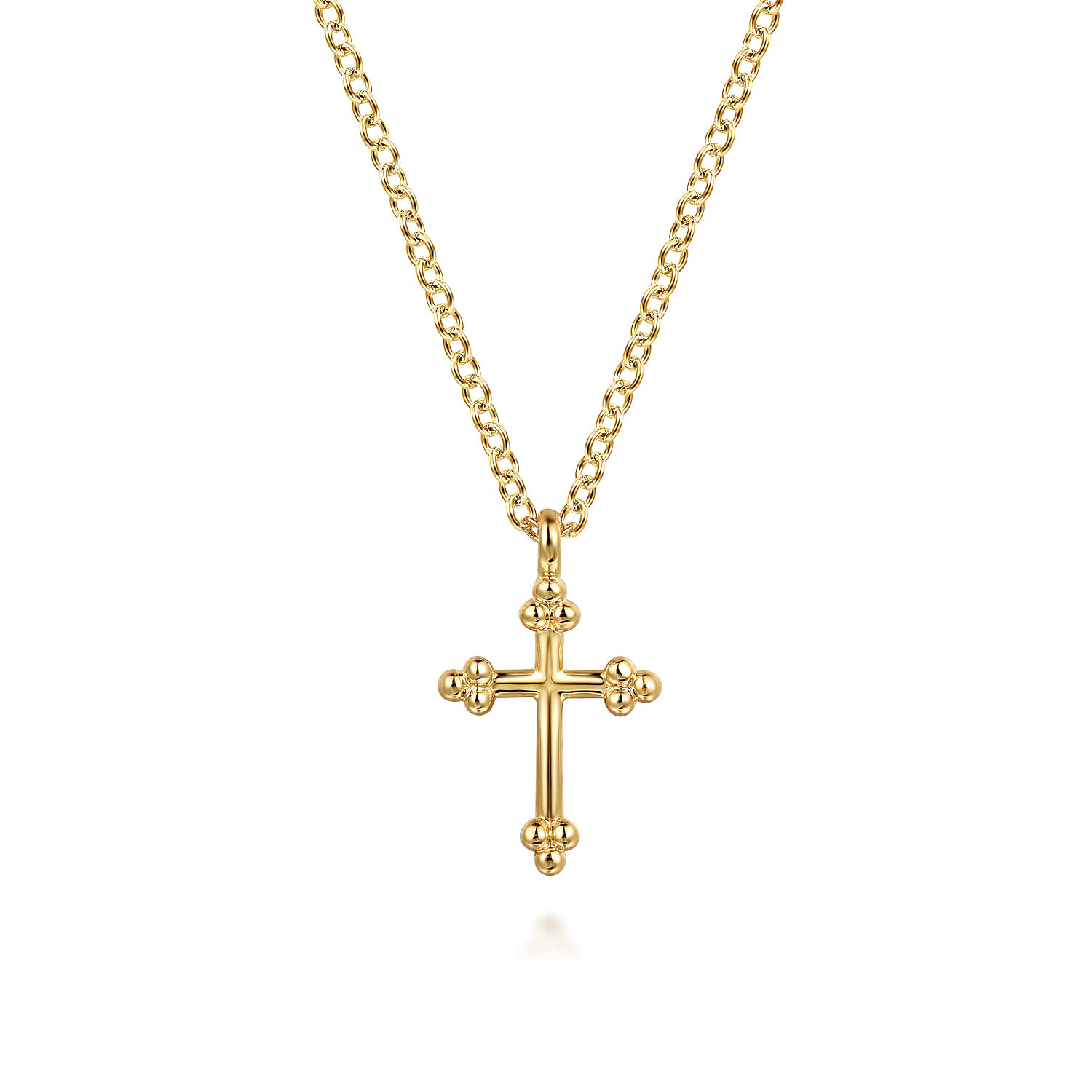 14K Yellow Gold Cross Necklace, 12mm-Bujukan