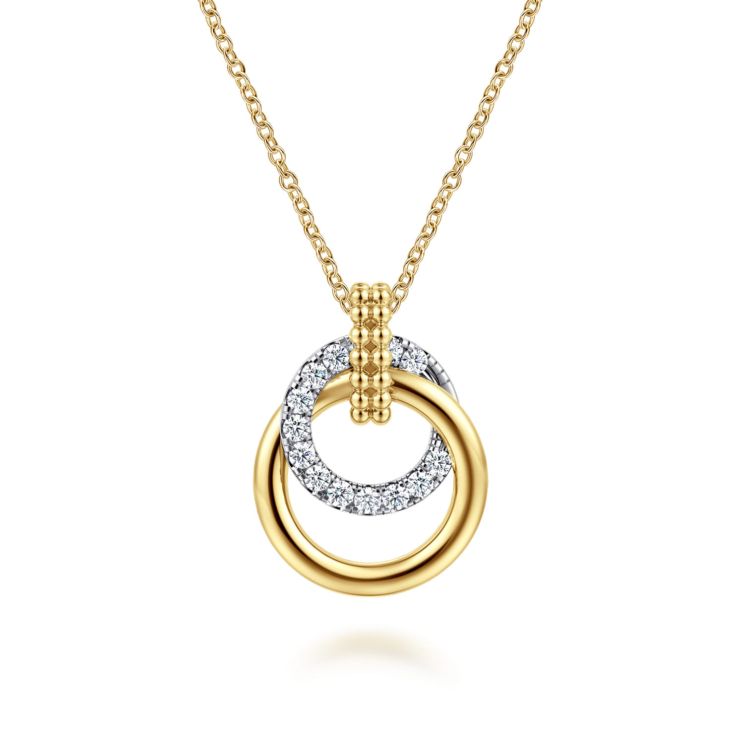 14K White & Yellow Gold Bujukan Diamond Pendant Necklace