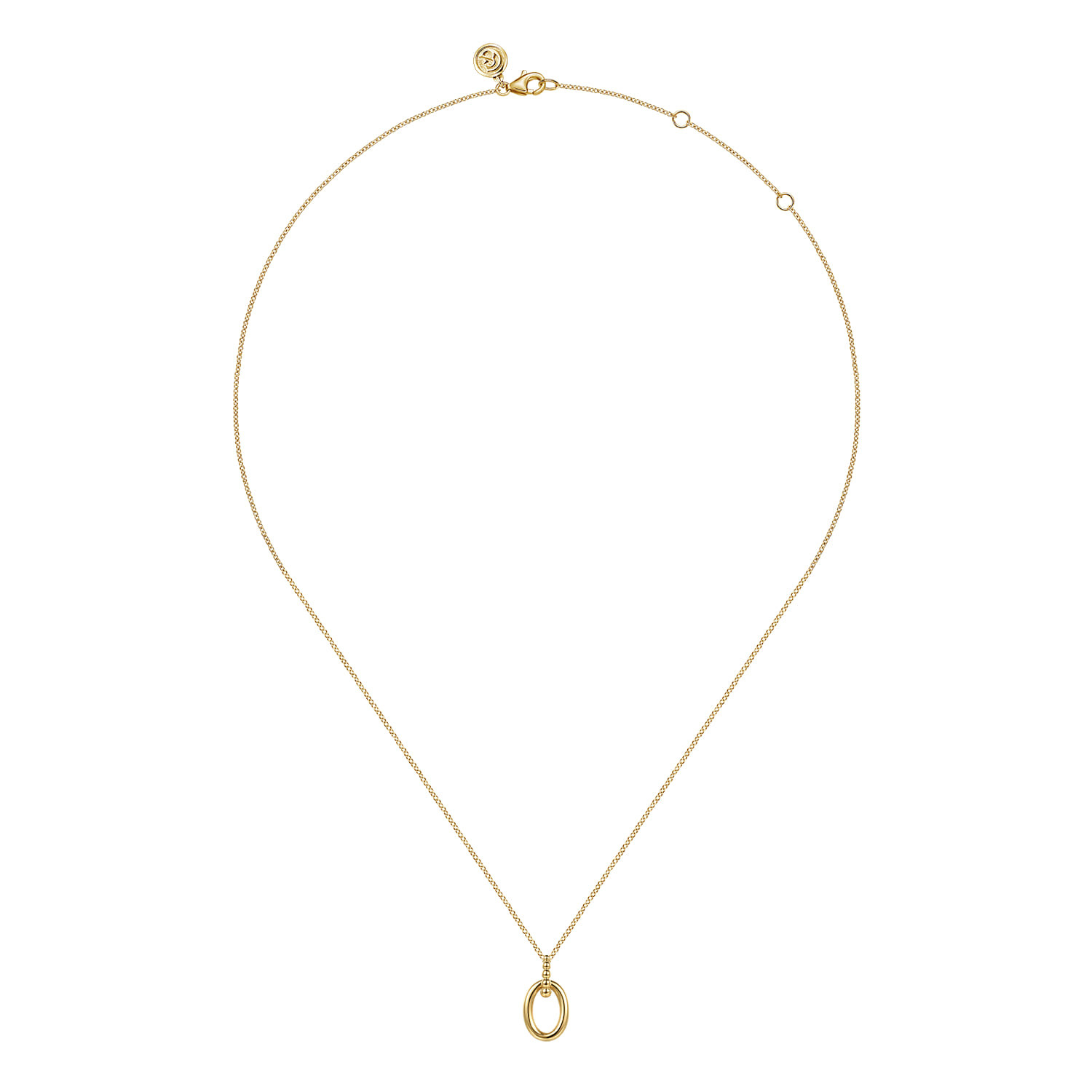 14K Yellow Plain Gold Bujukan Pendant Necklace