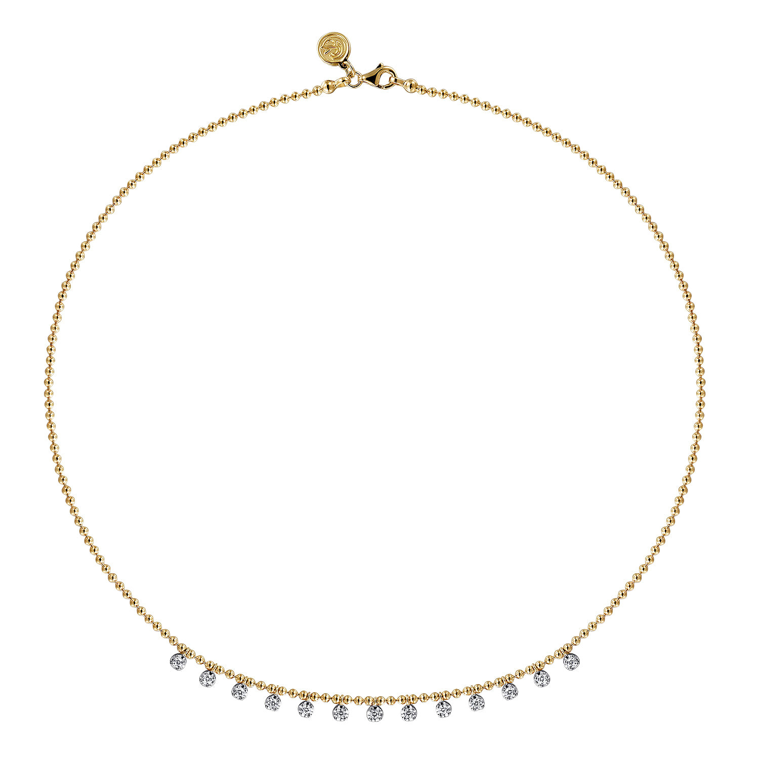 14K White Gold Diamond Drop Station Necklace