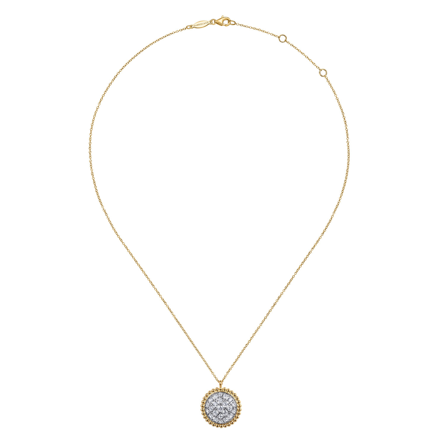 14K Yellow Gold Bujukan and Diamond Pave Pendant Necklace