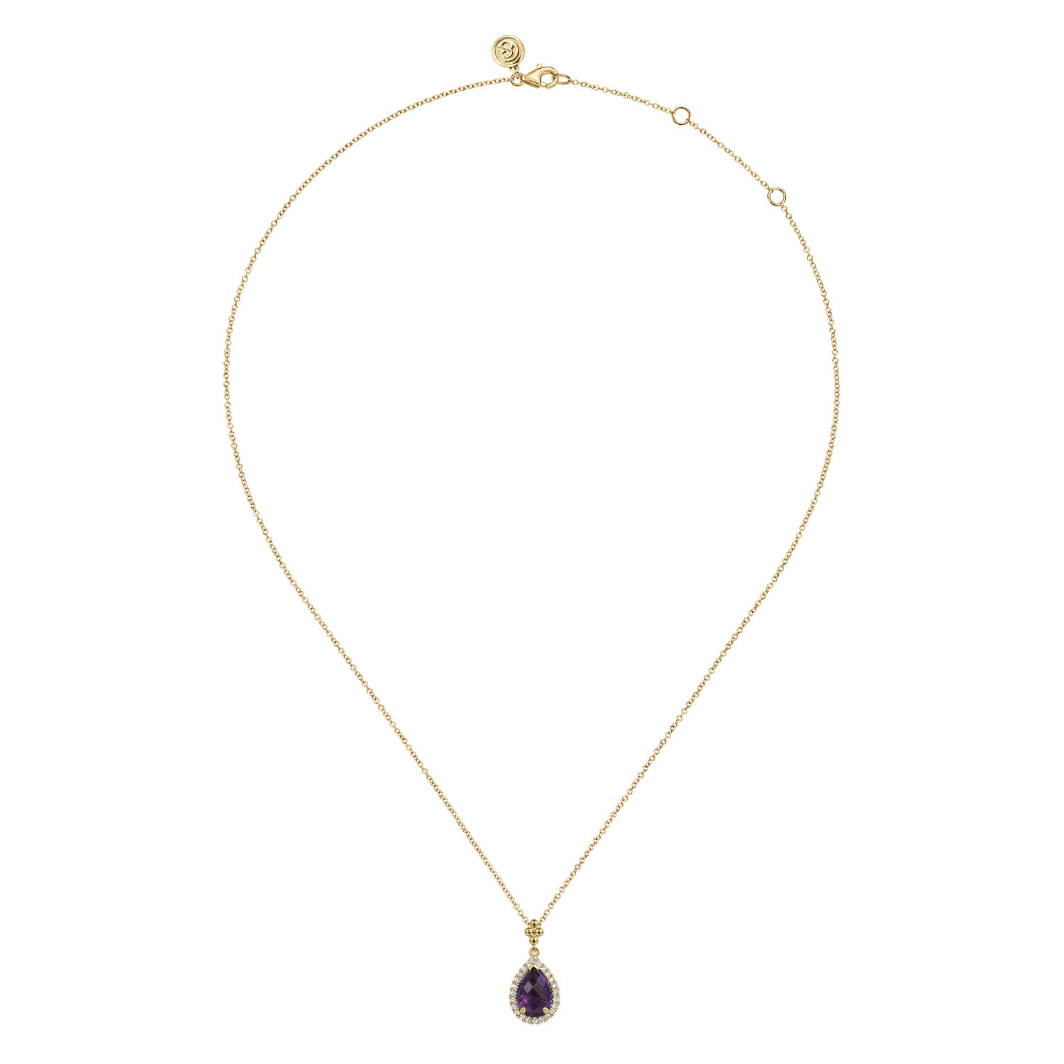 14K Yellow Gold with Diamond Halo Necklace