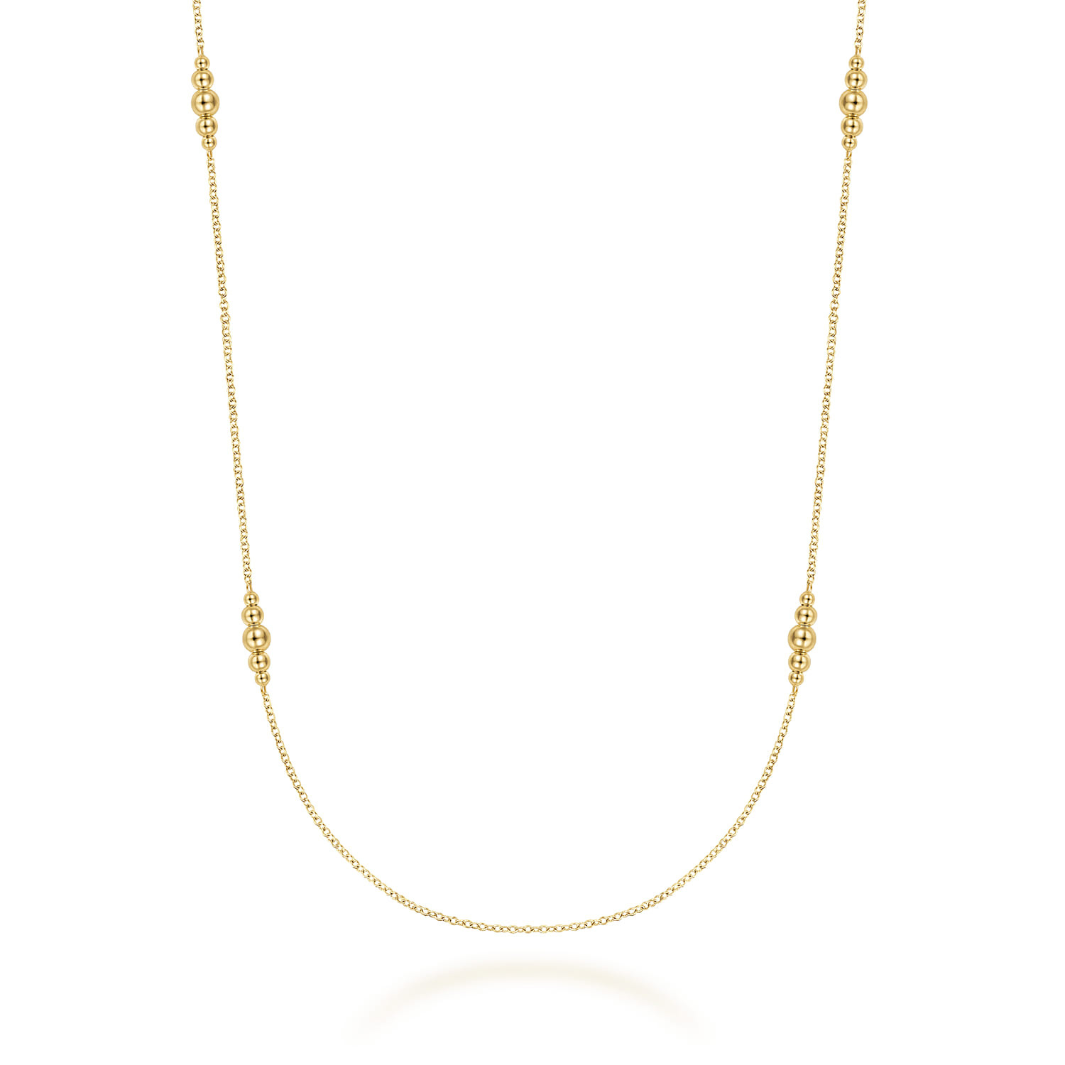 14K Yellow Gold Graduating Bujukan Beads Station Necklace