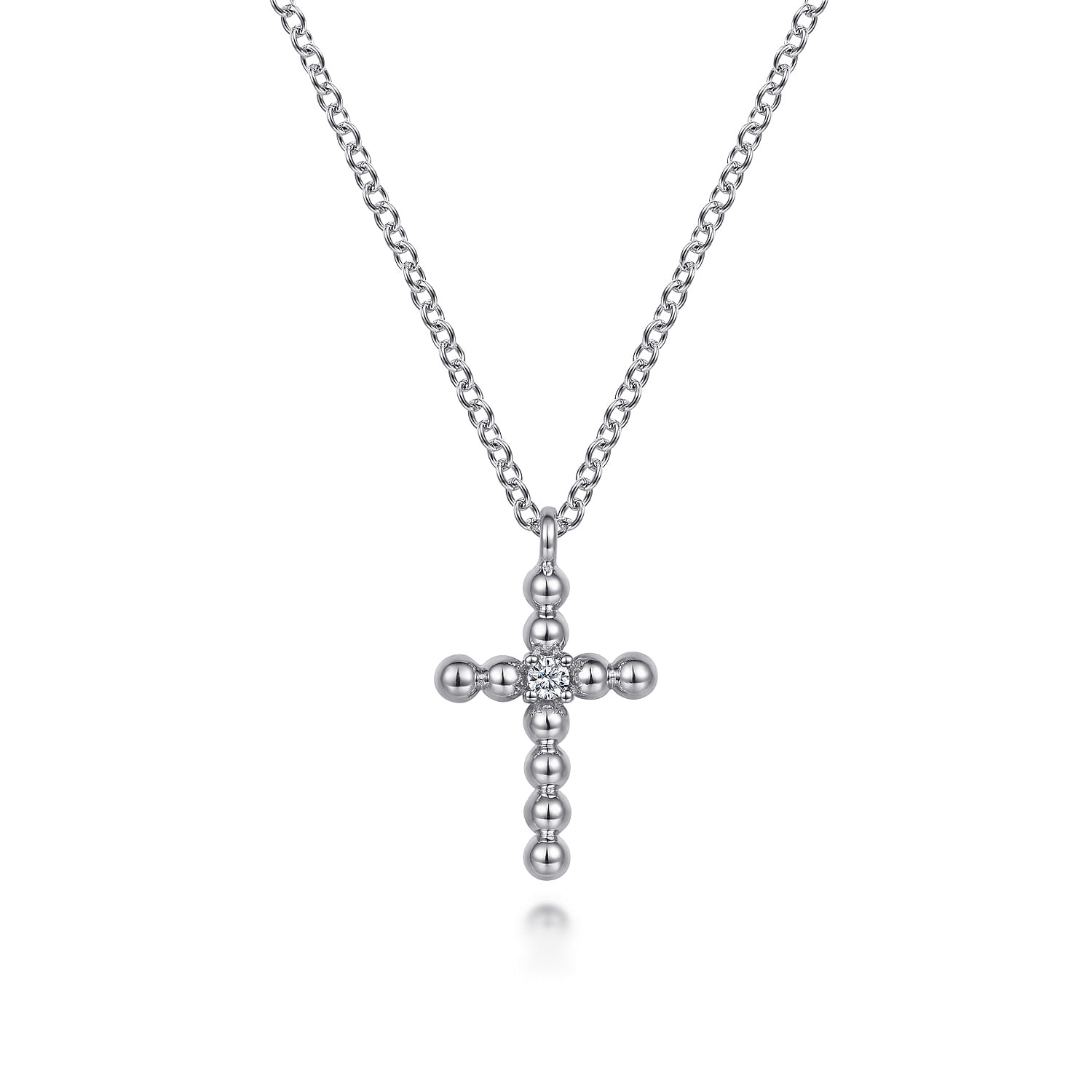 Pendant Necklace Cross 925 Sterling Silver Diamond 0.03ct